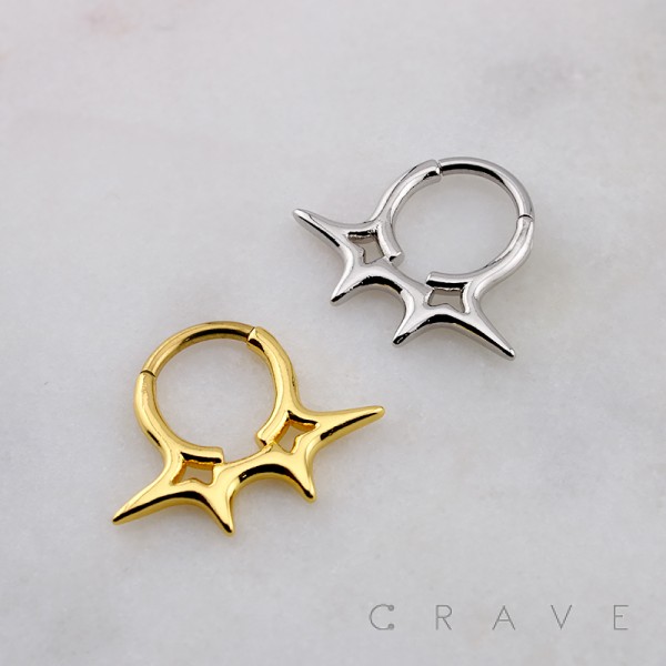 SPIKY STARBURST SEPTUM HINGED SEGMENT HOOP RING 316L SURGICAL STEEL SPIKY STARBURST SEPTUM HINGED SEGMENT HOOP RING 316L SURGICAL STEEL